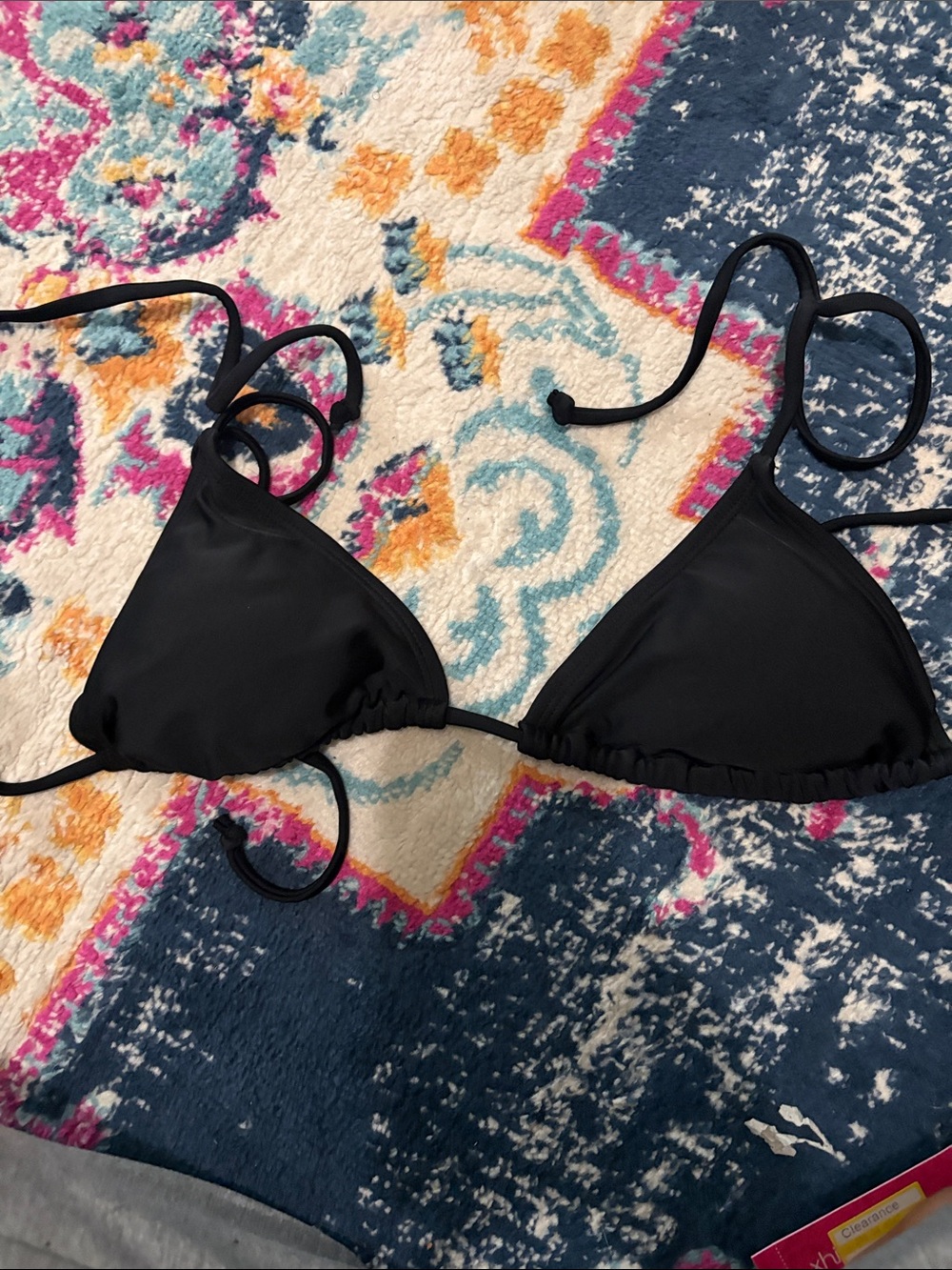 Black Triangle String Bikini Top - Women Swim